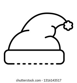 Santa hat icon. Outline santa hat vector icon for web design isolated on white background