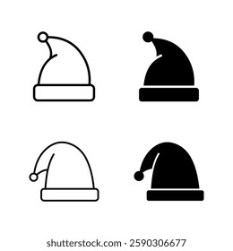 Santa hat icon set color editable