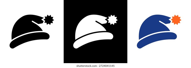 Santa Hat Icon Set Glyph Vector Illustration