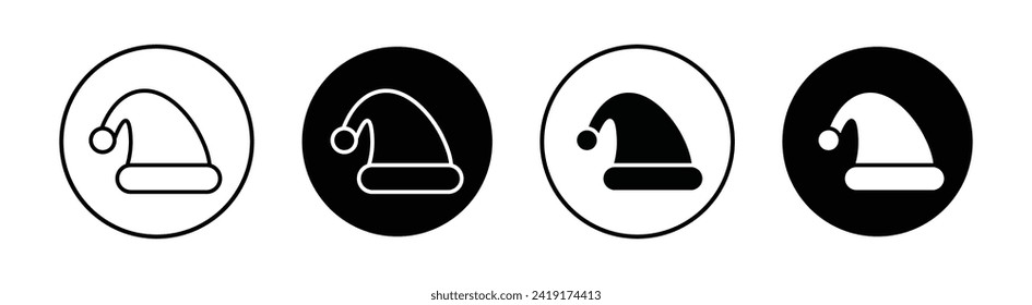 Santa Hat Icon Set. Vector Illustration.