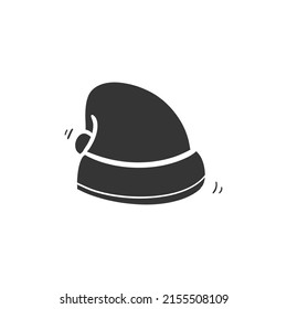 Santa Hat Icon Silhouette Illustration. Christmas Vector Graphic Pictogram Symbol Clip Art. Doodle Sketch Black Sign.
