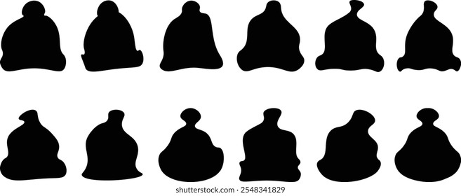 Santa hat icon. Silhouette set of black Santa hats. Santa hat for template logo, icon, banner vector designs. Christmas hat black color white background. Icons Christmas Hat. Holiday Concept