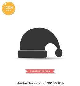 Santa hat icon simple silhouette christmas edition flat style vector illustration on white background.