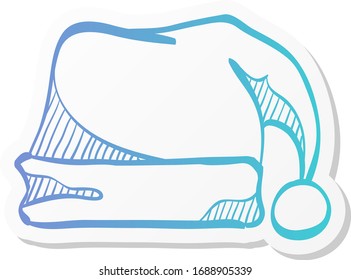 Santa hat icon in sticker color style. Christmas celebration new year