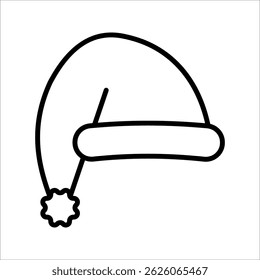 ícone do chapéu de santa. Fundo branco isolado do símbolo. ilustração do vetor. cor editável.