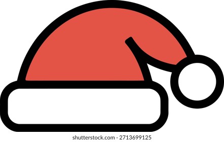 Santa Hat Icon Vector, Christmas Cap Symbol, Holiday Festive Flat Illustration