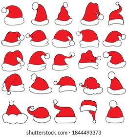 Santa hat icon vector set. Christmas illustration sign collection. new Year symbol.