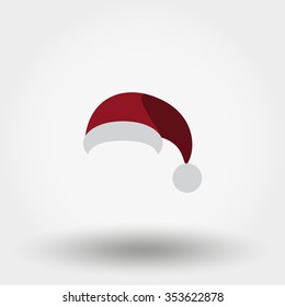 Santa hat. Icon for web and mobile application. Vector illustration on a white background. Flat design style.