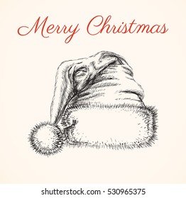 Santa Hat Isolated Hand Drawn Vector llustration Sketch