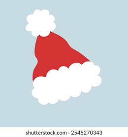 Santa hat. Isolated object. Flat cartoon illustration.