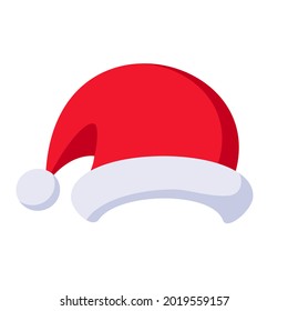 El objeto aislado de Santa hat en la ilustración vectorial de fondo blanco en estilo plano. elemento de diseño de imágenes prediseñadas para Navidad o Año Nuevo.