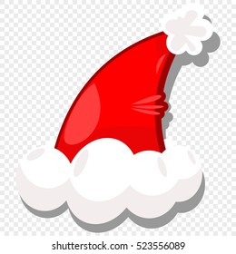 Santa Hat Isolated On A Transparent Background. Vector.