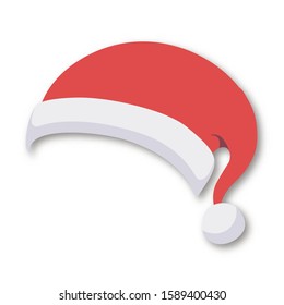 Santa hat isolated on white background for photo booth, scrapbooking, party, video chat effect, festive, mask for social media. New year costume. Winter cap. Vector 10 eps