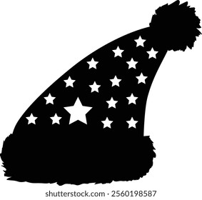 Santa hat isolated silhouette vector art