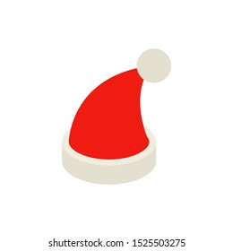 Santa Hat Isometric Object. Vector Illustration of Christmas Sign Isometry. 