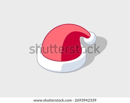 Santa hat isometric vector illustration with shadow