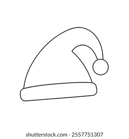 Santa Hat Line Art - Christmas Cap Vector art Illustration