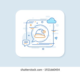 Santa hat line icon. Abstract square vector button. Christmas or New year sign. Claus symbol. Santa hat line icon. Speech bubble concept. Vector