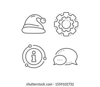 Santa hat line icon. Chat bubble, info sign elements. Christmas or New year sign. Claus symbol. Linear santa hat outline icon. Information bubble. Vector