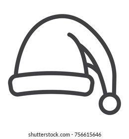 Santa hat line icon, New year and Christmas, xmas sign vector graphics, a linear pattern on a white background, eps 10.
