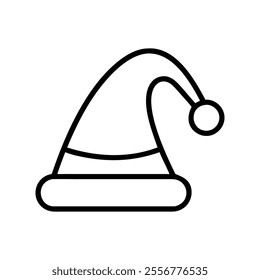 Santa hat linear icon. Merry Christmas element. Noel hat sign. Vector illustration