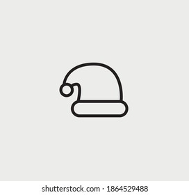 Santa hat in a linear style. Vector icon.