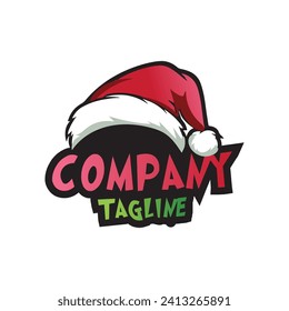 Santa hat logo design template 