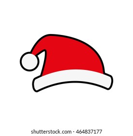 santa hat merry christmas cartoon celebration icon. Isolated and flat illustration. Vector graphic