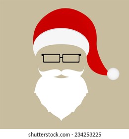 Santa Hat, Mustache, Beard And Glasses 