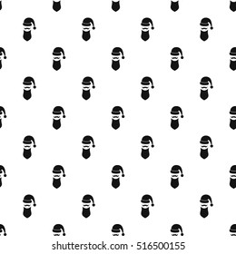 Santa hat, mustache and beard pattern. Simple illustration of Santa hat, mustache and beard vector pattern for web