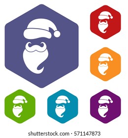 Santa hat, mustache and beard in simple style on a white background vector illustration