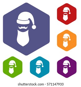 Santa hat, mustache and beard in simple style on a white background vector illustration