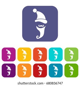 Santa hat, mustache and beard in simple style on a white background vector illustration