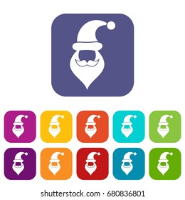 Santa hat, mustache and beard in simple style on a white background vector illustration