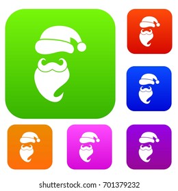 Santa hat, mustache and beard in simple style on a white background vector illustration