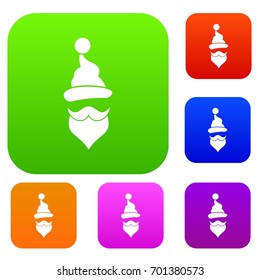 Santa hat, mustache and beard in simple style on a white background vector illustration