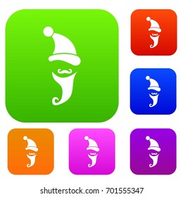 Santa hat, mustache and beard in simple style on a white background vector illustration