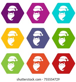 Santa hat, mustache and beard in simple style on a white background vector illustration