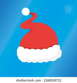 Santa hat on a blue gradient background. Flat design
