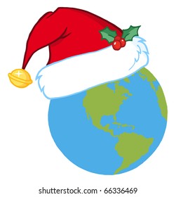 Santa Hat On A Earth