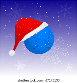Santa hat on the globe