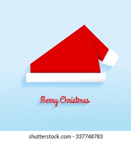 Santa hat origami vector illustration. Greeting card