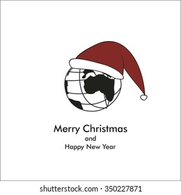 Santa Hat over Earth Globe