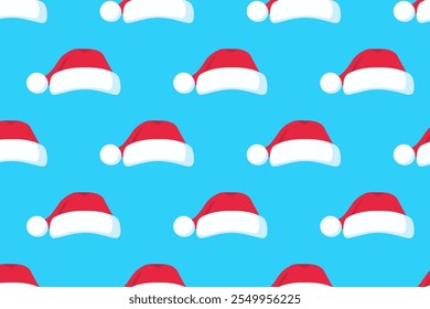 Padrão de chapéu Santa. Desenho de Natal. Ilustração simples em forma de vetor.