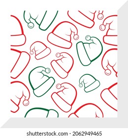 Santa Hat Pattern, Christmas Pattern Printable Vector Illustration