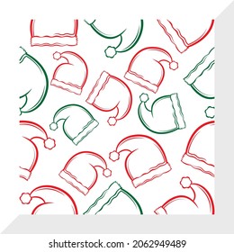 Santa Hat Pattern, Christmas Pattern Printable Vector Illustration