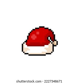 santa hat in pixel art style