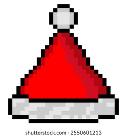 Santa hat in pixel art style