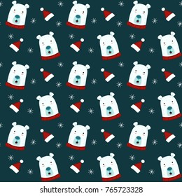 Santa Hat Polar Bear Snowflake Pattern