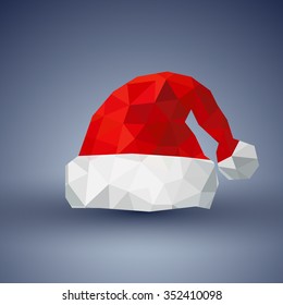 Santa Hat in Polygon flat icon design and gray background(vector)